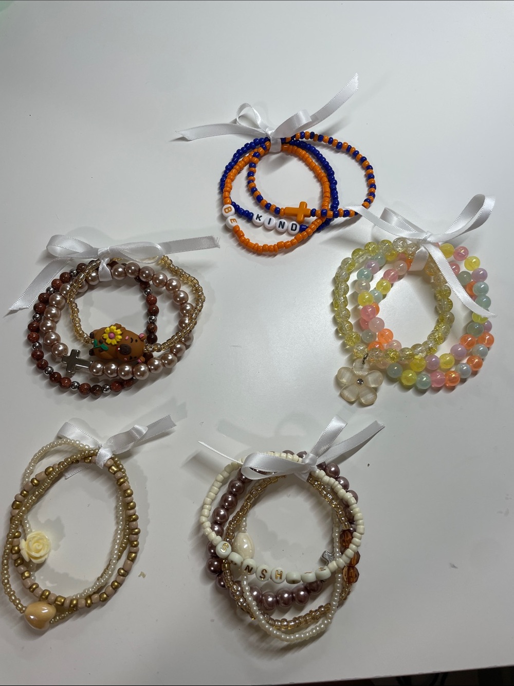 Fall Beaded Bracelet Stack — Mixed Pastel & Earth Tones.  Handmade.